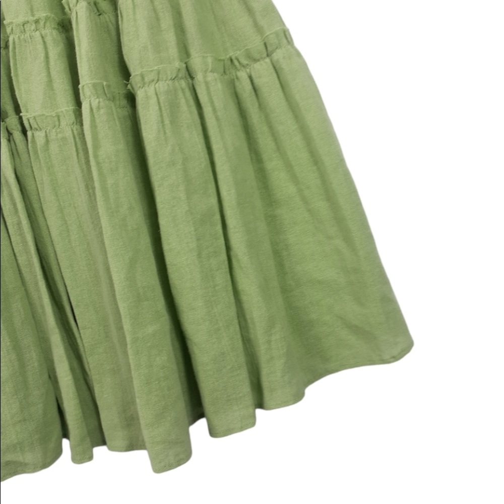 Free People Smocked Chest Off Shoulder Smocked Sleeves Green Mini Dress Small - Picture 4 of 6